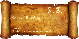 Kozma Berény névjegykártya